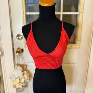 Windsor Red Knit Crop Top